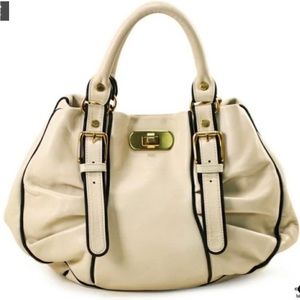 Marni Italian leather bag with interior pockets and optional crossbody strap.